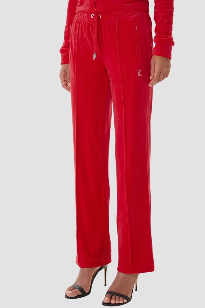 JUICY COUTURE Czerwone spodnie dresowe damskie z cyrkoniami Tina, Rozmiar M