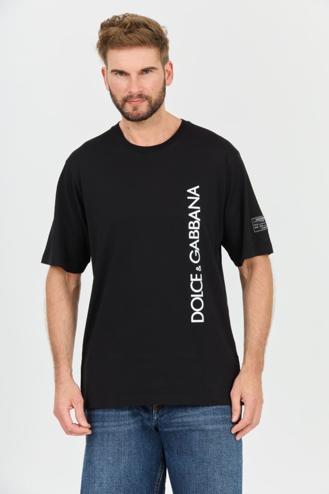 DOLCE & GABBANA Czarny męski bawełniany t-shirt, Rozmiar 54