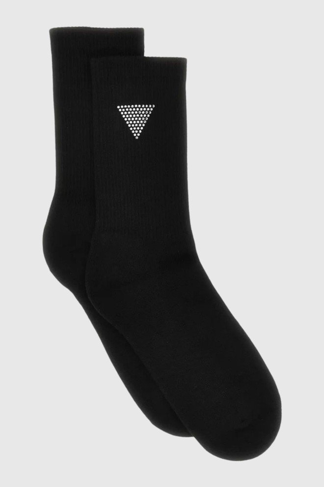 GUESS Czarne damskie sportowe skarpetki z kryształkami