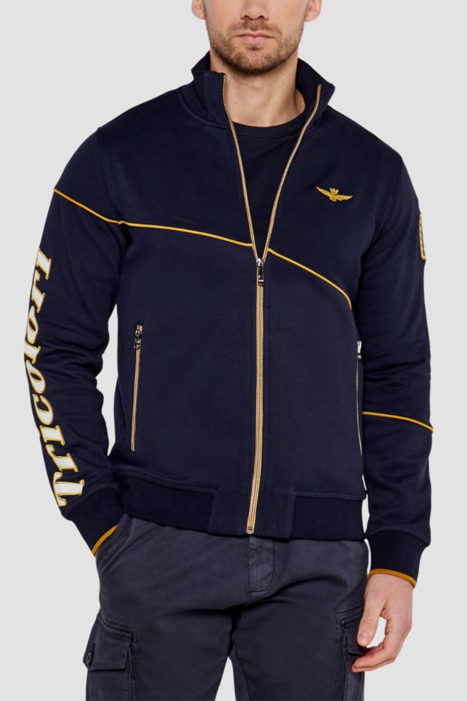 AERONAUTICA MILITARE Granatowa bluza męska Embroidered Color-block, Rozmiar 3XL