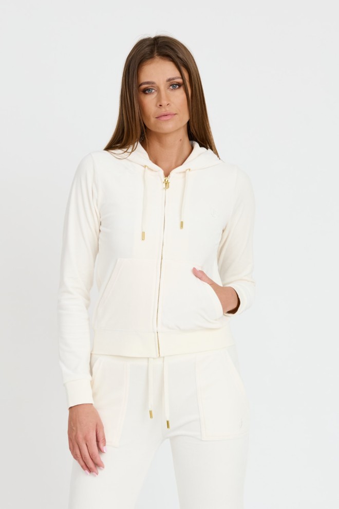 JUICY COUTURE Bluza ecru damska Gold Robertson Hoodie, Rozmiar M