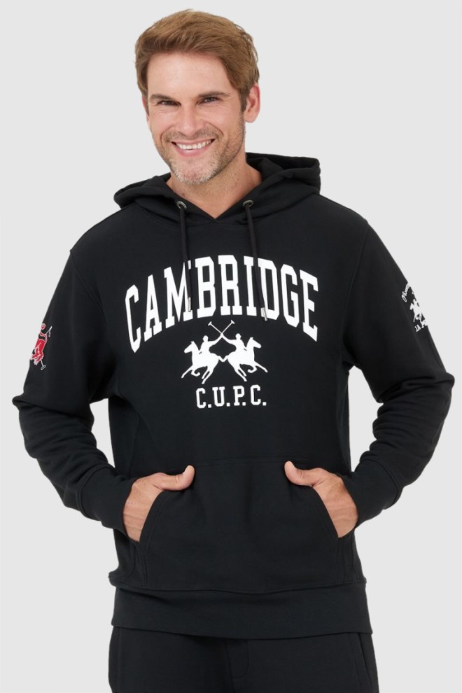 LA MARTINA Czarna bluza męska z kapturem, Rozmiar XL