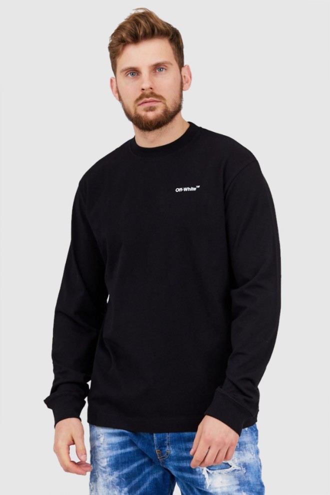 OFF-WHITE Czarny longsleeve męski z nadrukiem na plecach, Rozmiar S