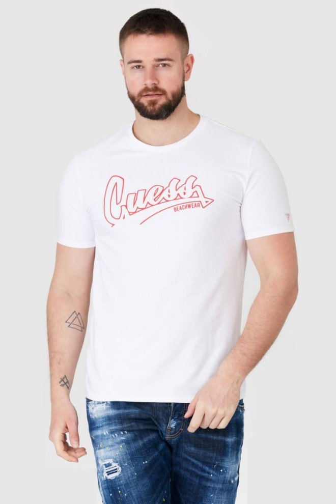 GUESS Biały t-shirt męski beachwear, Rozmiar M