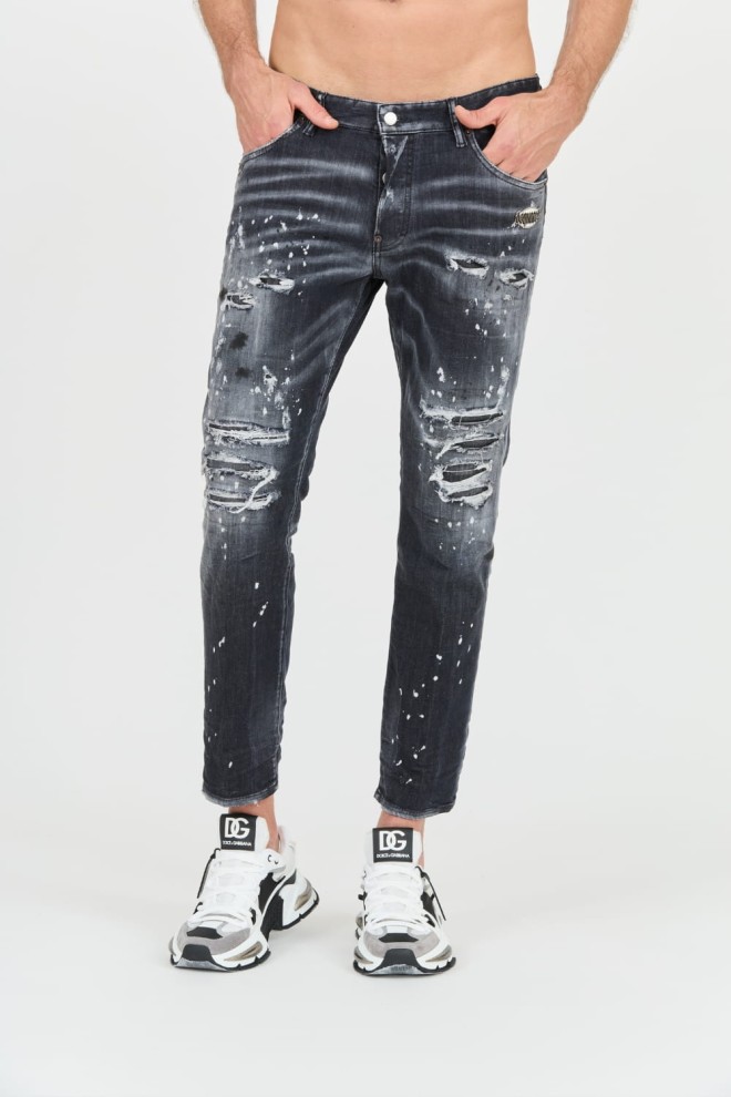 DSQUARED2 Czarne męskie jeansy Skater Jean, Rozmiar 54