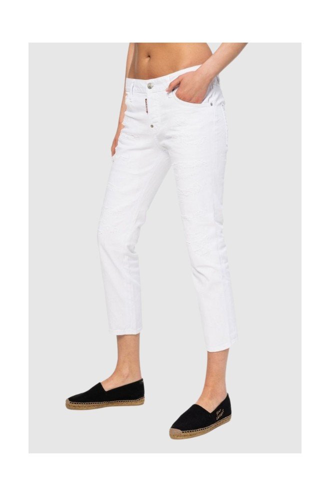 DSQUARED2 Cool girl cropped jeanBiałe jeansy damskie, Rozmiar 38