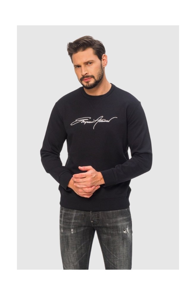 EMPORIO ARMANI Granatowa bluza męska z białym wyszywanym logo, Rozmiar XXL