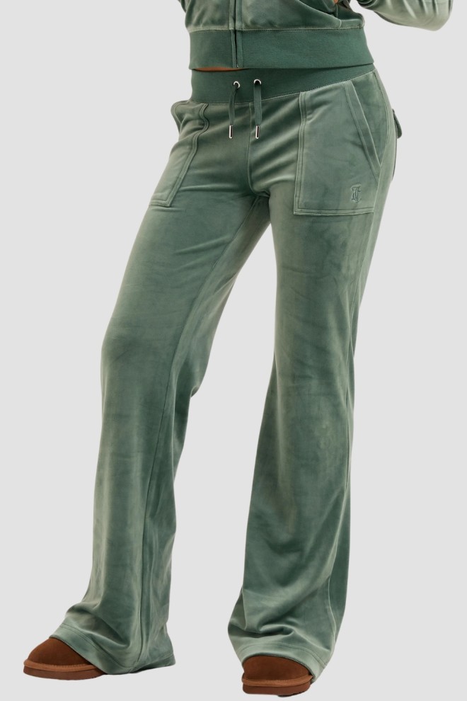 JUICY COUTURE Zielone damskie spodnie dresowe Track Pant, Rozmiar XS