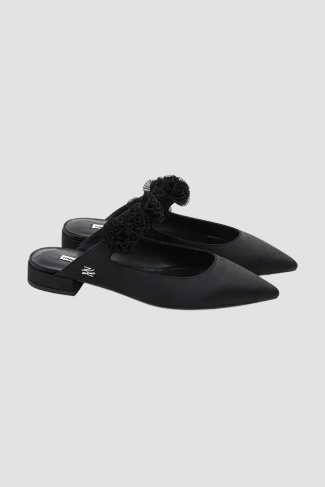KARL LAGERFELD Czarne damskie baleriny KERRIE, Rozmiar 39