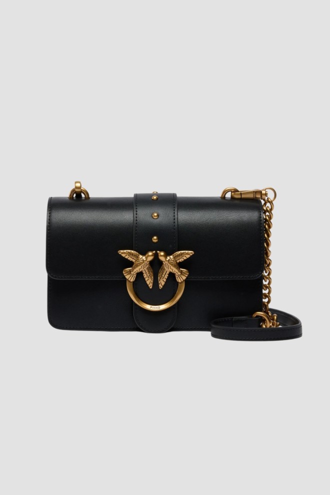 PINKO Czarna kopertówka Love One Mini St. Cl Vitello Seta