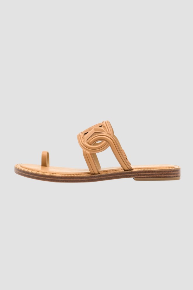 MICHAEL KORS Brązowe klapki Alma Flat Sandal, Rozmiar 38,5
