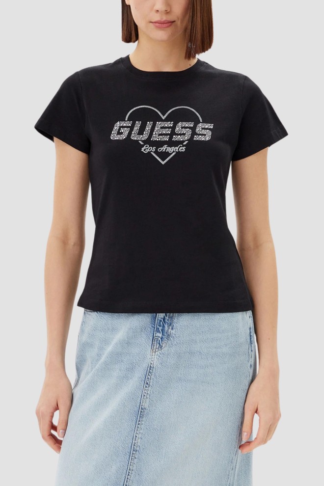 GUESS Czarny damski t-shirt Narciso, Rozmiar L