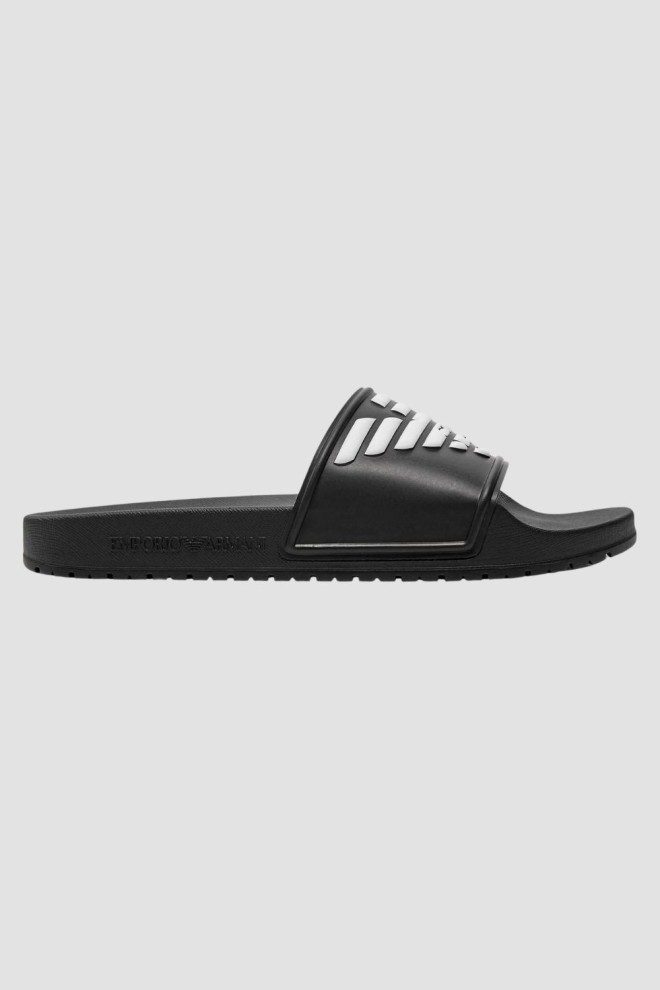 EMPORIO ARMANI Czarne klapki Mules PVC logo, Rozmiar 38