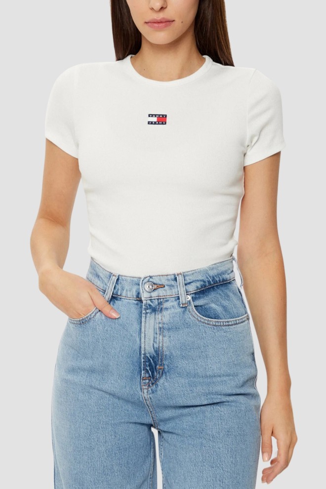 TOMMY JEANS Damski t-shirt w kolorze ecru, Rozmiar L