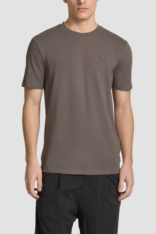 GUESS Brązowy t-shirt męski Hedley, Rozmiar M