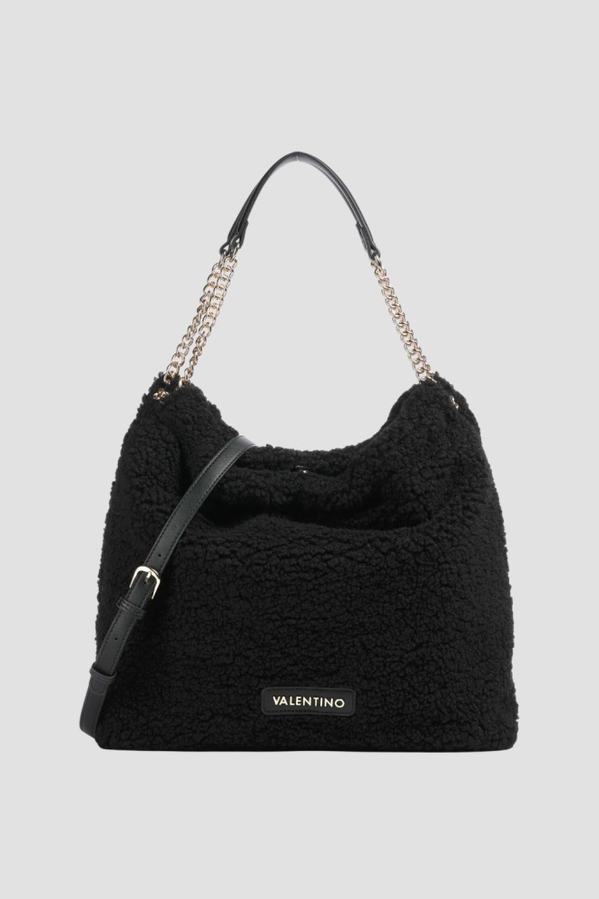 VALENTINO Duża czarna damska torebka worek Qube Hobo Bag