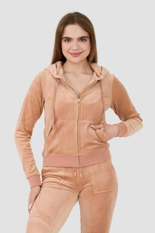 JUICY COUTURE Beżowa damska bluza Robertson Gold Hoodie, Rozmiar L