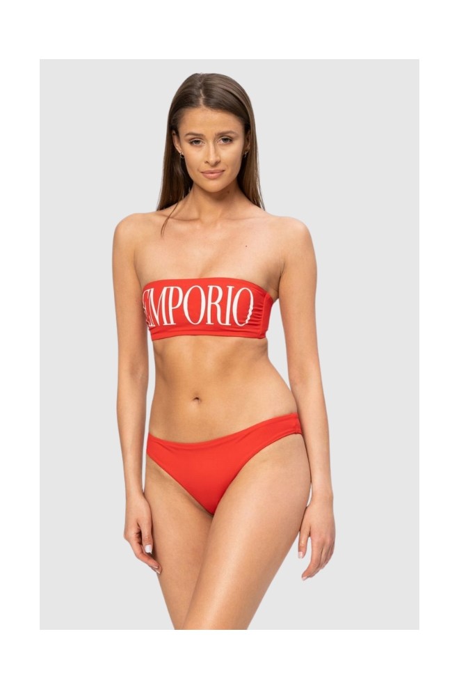 EMPORIO ARMANI Czerwone bikini z białym logo, Rozmiar M