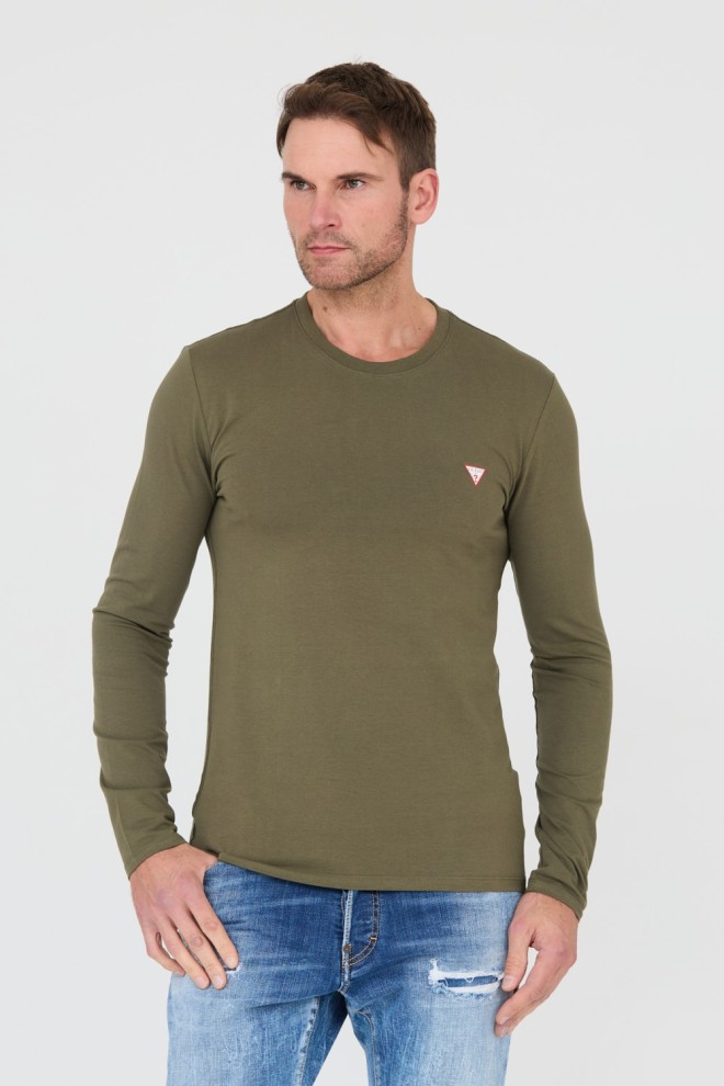 GUESS Zielony męski longsleeve Core Tee, Rozmiar XXL