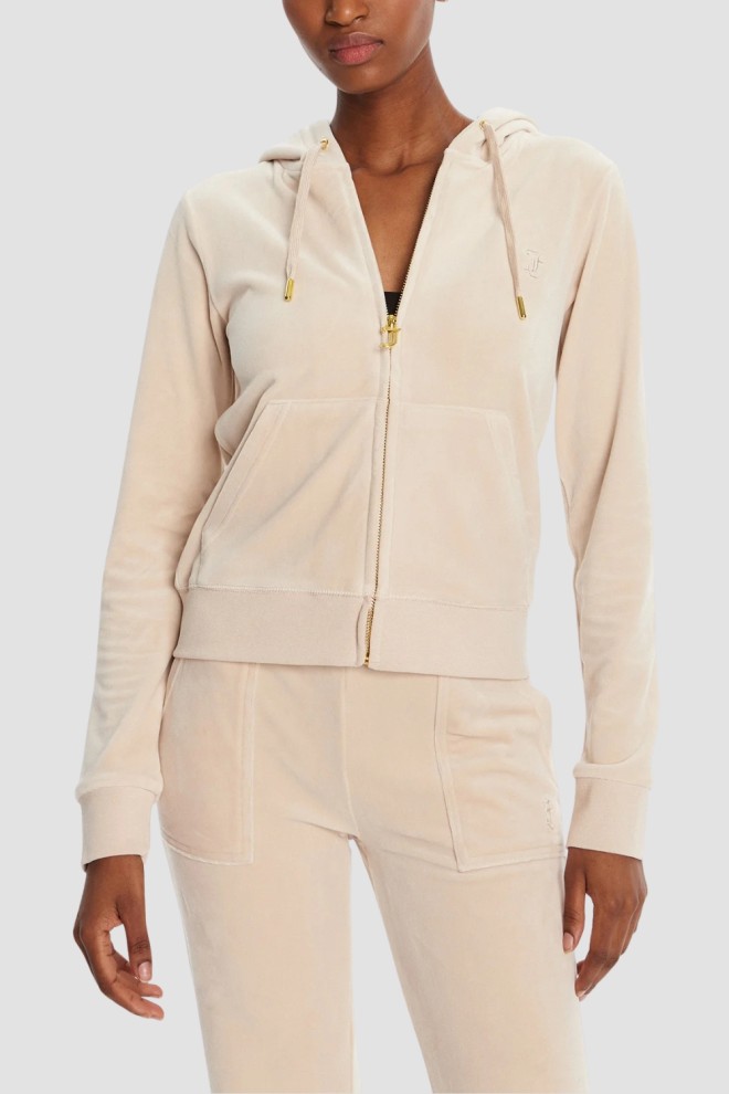 JUICY COUTURE Piaskowa bluza damska Robertson Hoodie, Rozmiar M