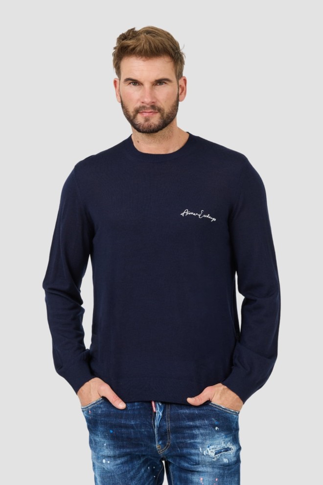 ARMANI EXCHANGE Granatowy męski sweter Jumpers, Rozmiar L