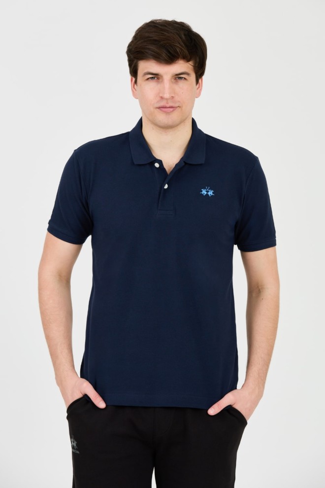 LA MARTINA Granatowe męskie polo z małym logo, Rozmiar L