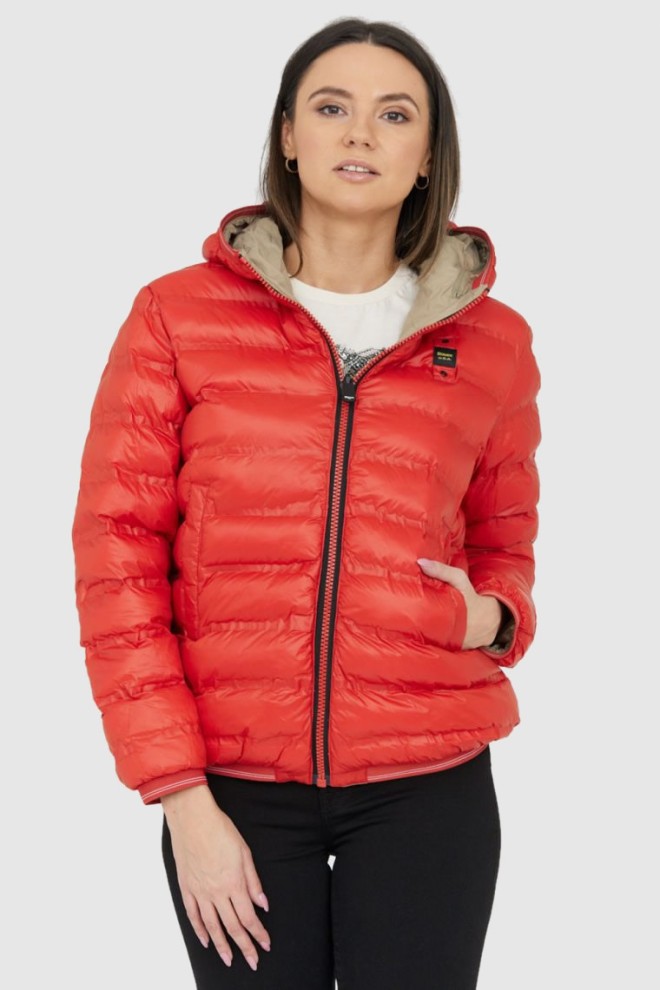 BLAUER Pomarańczowo-beżowa damska dwustronna kurtka Stella reversible down jacket, Rozmiar L