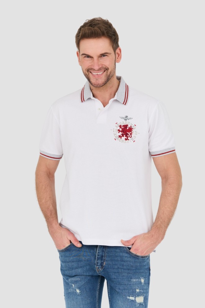 AERONAUTICA MILITARE Biała męska koszulka Polo M.C., Rozmiar L