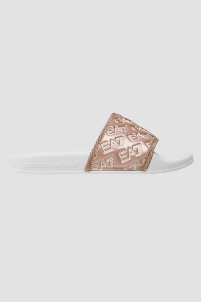 EA7 EMPORIO ARMANI Różowe klapki logowane, Rozmiar 40