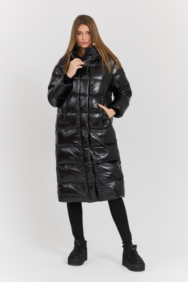 HETREGO Czarny damski płaszcz puchowy Tara Woman Oversized Quilted Coat, Rozmiar 38 EU - 42 IT