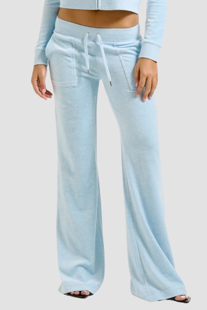 JUICY COUTURE Błękitne damskie spodnie dresowe Layla Low Rise Pocket, Rozmiar S