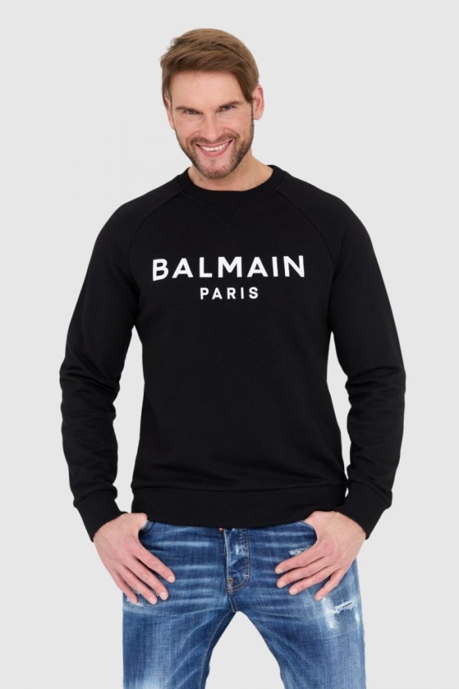 BALMAIN Czarna bluza męska z logo, Rozmiar XXL