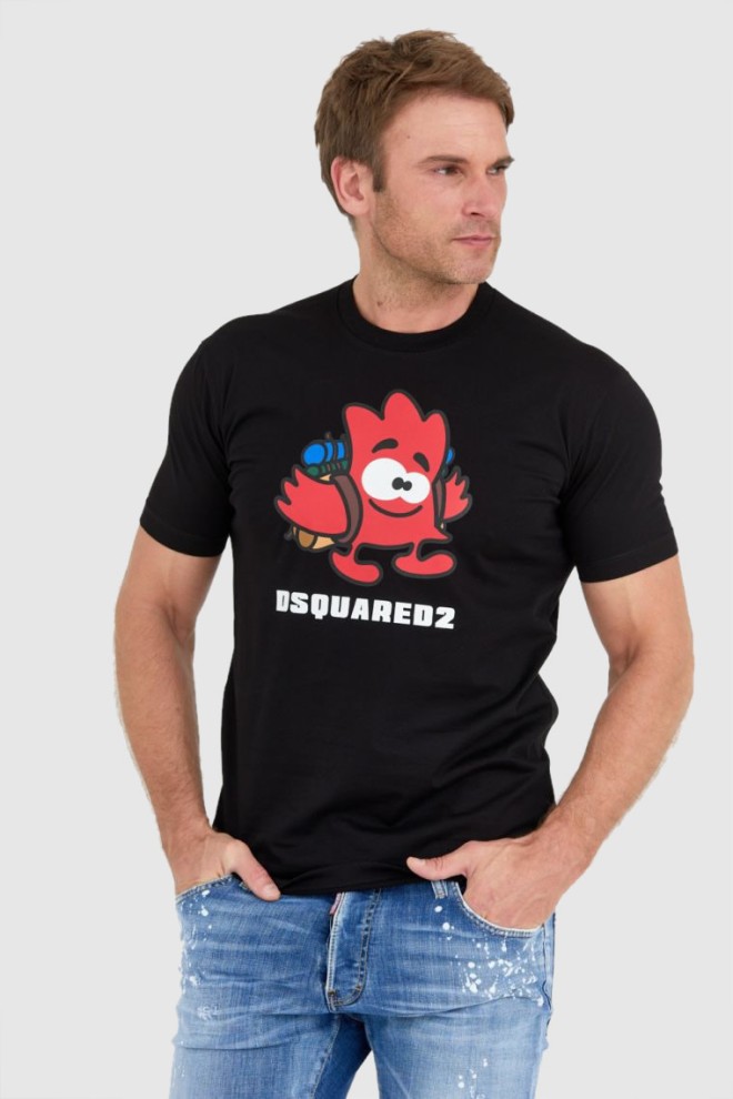 DSQUARED2 Czarny t-shity męski leaf buddy, Rozmiar M