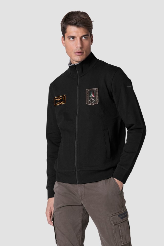 AERONAUTICA MILITARE Czarna męska bluza rozpinana, Rozmiar XL