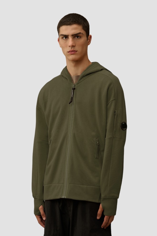 C.P. COMPANY Zielona rozpinana bluza męska Hooded Open, Rozmiar XL