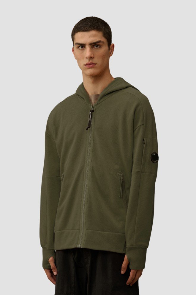 C.P. COMPANY Zielona rozpinana bluza męska Hooded Open, Rozmiar XL