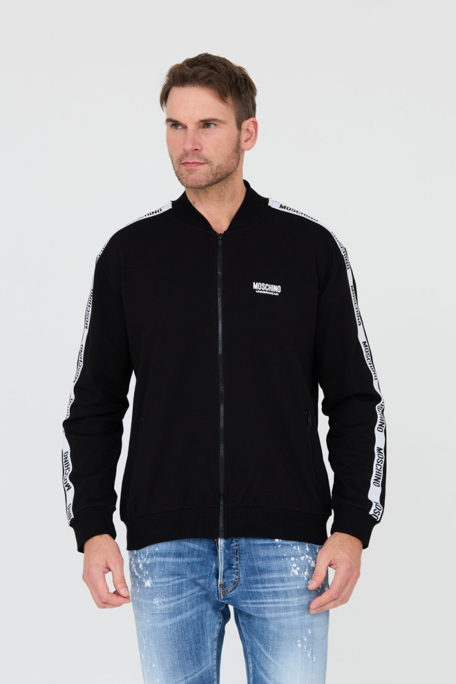 MOSCHINO Czarna męska bluza z lampasami, Rozmiar XL