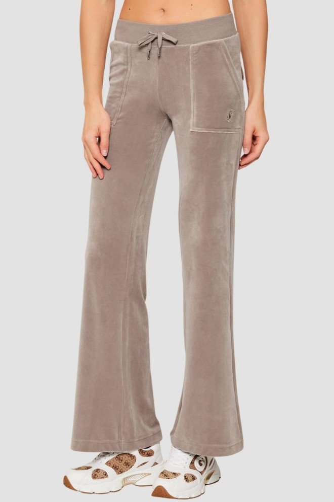 JUICY COUTURE Ciemno-beżowe spodnie dresowe damskie Layla Low Rise Pocket, Rozmiar XS