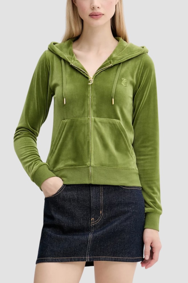 JUICY COUTURE Oliwkowa bluza damska Robertson Hoodie, Rozmiar S