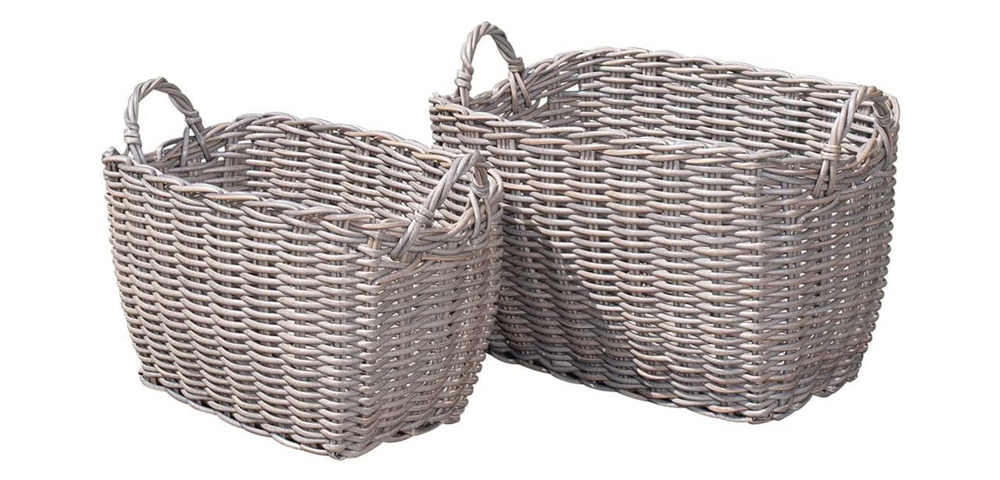 SELSEY Zestaw dwóch koszy Tribles wiklinowe z poręcznymi uchwytami