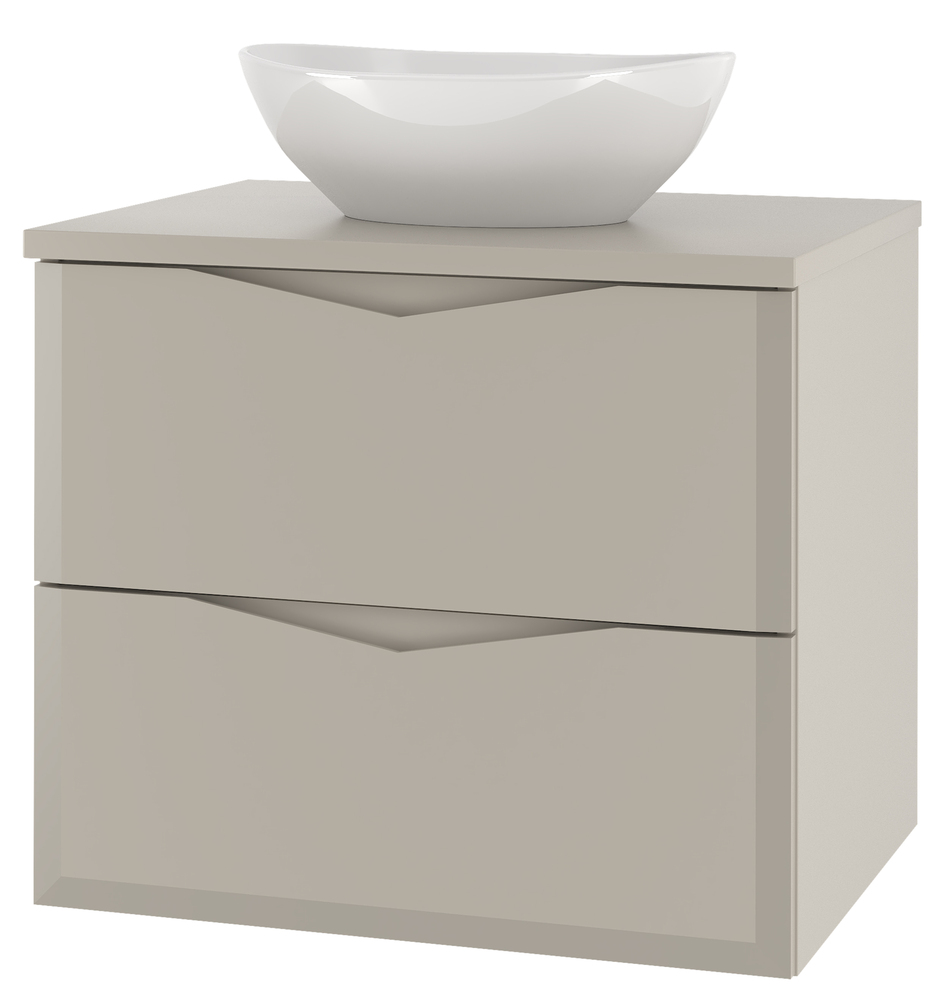 SELSEY Szafka łazienkowa Delica z blatem i umywalką nablatową 60 cm szary beż