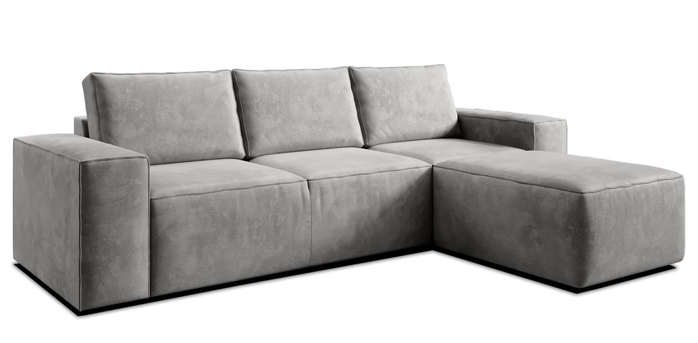 SELSEY OUTLET - Narożnik z funkcją spania Munano L-kształtny z pojemnikiem szary w tkaninie hydrofobowej prawostronny