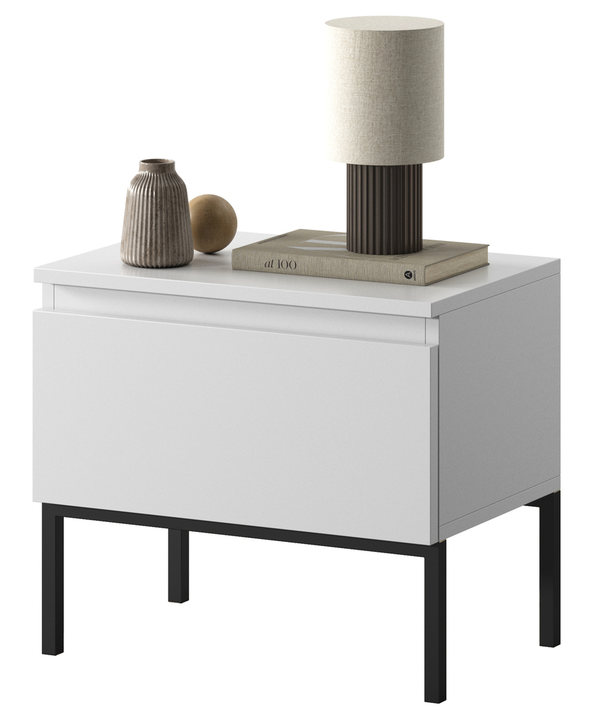 SELSEY Szafka nocna Bemmi biała z czarnymi nogami