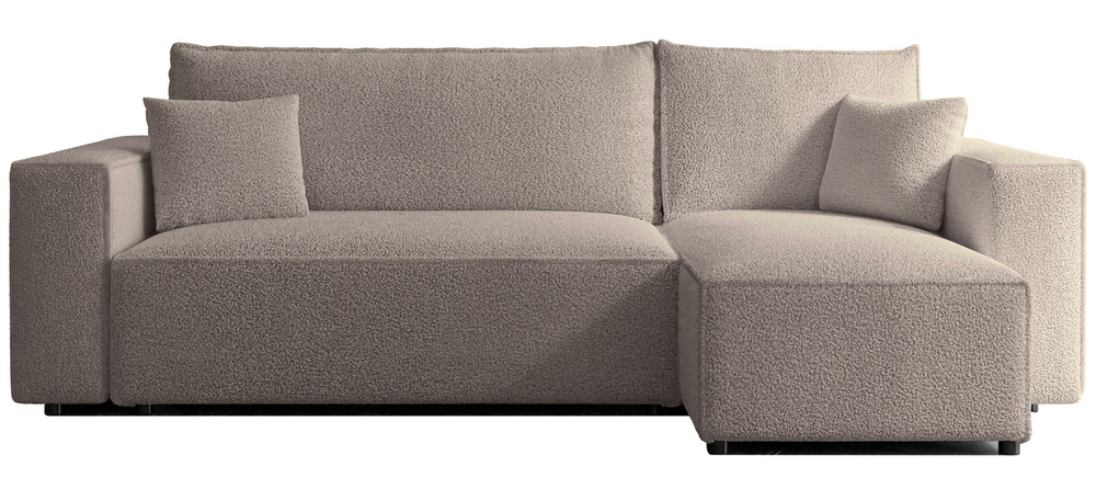 SELSEY Narożnik z funkcją spania Scarlo L-kształtny uniwersalny z pojemnikiem jasnobrązowy boucle