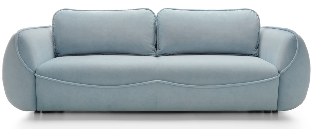 SELSEY Kanapa rozkładana trzyosobowa Cutie z pojemnikiem błękitna welur łatwoczyszczący