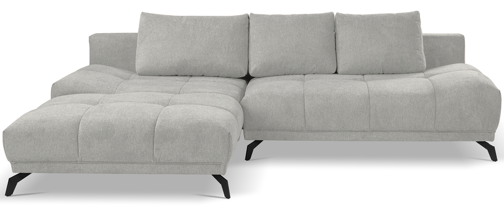 SELSEY Narożnik z funkcją spania Felipe L-kształtny lewostronny z pojemnikiem jasnoszary szenil hydrofobowy