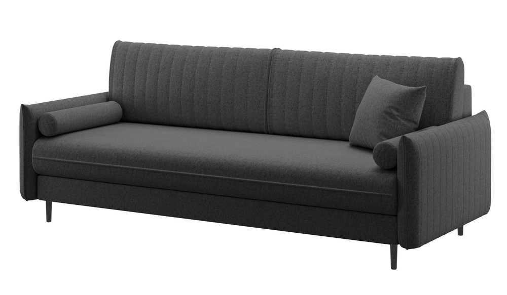 SELSEY Kanapa rozkładana trzyosobowa Ferranio z pojemnikiem antracytowa welur hydrofobowy