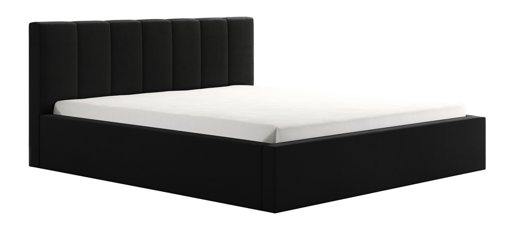 SELSEY Łóżko tapicerowane 160x200 cm Selvone z pojemnikiem stelaż metalowy czarne