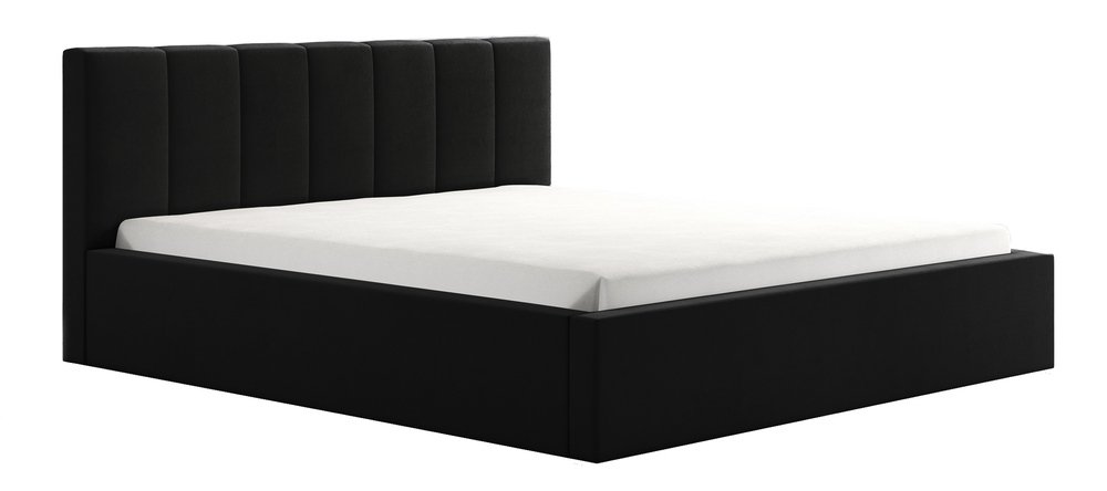 SELSEY Łóżko tapicerowane 160x200 cm Selvone z pojemnikiem stelaż metalowy czarne