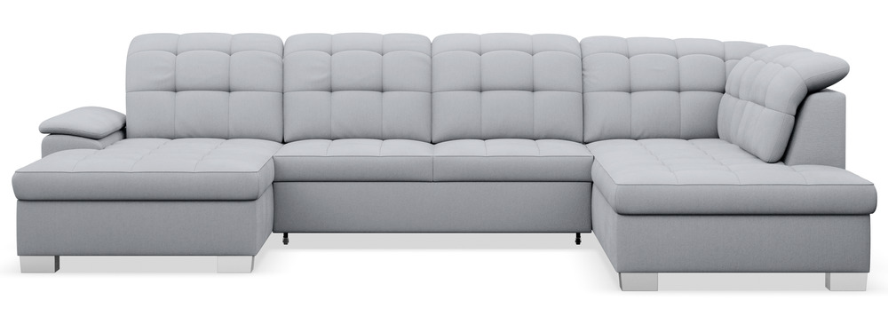 SELSEY Narożnik z funkcją spania Jamaal U-kształtny lewostronny z pojemnikiem jasnoszary plecionka